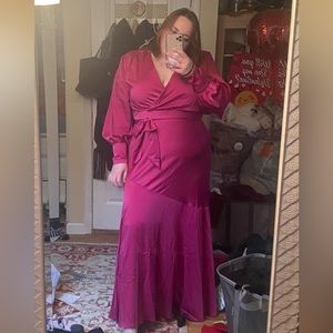 NWOT Eloquii Satin Maxi Wrap Dress